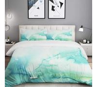 Copripiumino Matrimoniale Marmo Turchese 260 x 240 cm 3D Set Copripiumino Acquerello Blu e Verde Morbida Microfibra Biancheria da Letto 3 Pezzi Parure Copripiumone con 2 Federe a.131