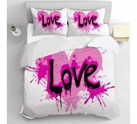 Copripiumino Matrimoniale Maxi Amore Stampa 3D Set Copripiumino 260x240 Lettere 3 pezzi Parure Copri Piumino Piumone Carino Biancheria da Letto in Microfibra a.7037