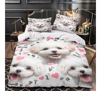 Copripiumino Matrimoniale Maxi Cane Carino Stampa 3D Set Copripiumino 260x240 Cucciolo 3 pezzi Parure Copri Piumino Piumone Stile Cartone Animato Biancheria da Letto in Microfibra a.4511