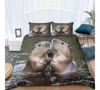 Copripiumino Matrimoniale Maxi Capibara Stampa 3D Set Copripiumino 260x240 Animali 3 pezzi Parure Copri Piumino Piumone Capibara Carino Biancheria da Letto in Microfibra a.5267