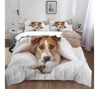 Copripiumino Matrimoniale Maxi Jack Russel Terrier Stampa 3D Set Copripiumino 260x240 Cane 3 pezzi Parure Copri Piumino Piumone Cucciolo Carino Biancheria da Letto in Microfibra a.653
