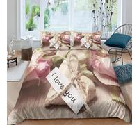 Copripiumino Matrimoniale Maxi Rosa a Forma di Cuore Stampa 3D Set Copripiumino 260x240 Amore Romantico 3 pezzi Parure Copri Piumino Piumone Rosa Rosa Biancheria da Letto in Microfibra a.4481