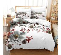 Copripiumino Matrimoniale Motivo a Pigna 240 x 220 cm 3D Set Copripiumino Piante e Fiori Morbida Microfibra Biancheria da Letto 3 Pezzi Parure Copripiumone con 2 Federe a_346