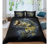 Copripiumino Matrimoniale Motivo Barracuda 240 x 220 cm 3D Set Copripiumino Pesca Morbida Microfibra Biancheria da Letto 3 Pezzi Parure Copripiumone con 2 Federe f.449