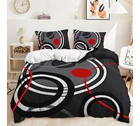 Copripiumino Matrimoniale Nero Rosso Grigio Lenzuola Matrimoniali Piumino Matrimoniale Microfibra Set Lenzuola Matrimoniale Copripiumino Matrimoniale 240x220+2 Federe Cuscini(50x75cm)