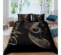 Copripiumino Matrimoniale Nero Traspirante in Microfibra Set di Biancheria da Letto Donna Africana con Cerniera 3D Copripiumino 240x220 e 2 Federe b.3312