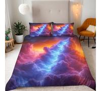 Copripiumino Matrimoniale Nuvole Colorate Arcobaleno Biancheria da letto Completo letto Reversibile Set Copripiumino 3 Pezzi, Copripiumino 200x220 cm e 2 Federa 50x75 cm
