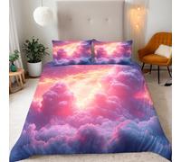 Copripiumino Matrimoniale Nuvole Colorate Paesaggio Naturale Biancheria da letto Completo letto Reversibile Set Copripiumino 3 Pezzi, Copripiumino 200x220 cm e 2 Federa 50x75 cm