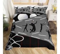 Copripiumino Matrimoniale Pallavolo Traspirante in Microfibra Set di Biancheria da Letto Grigio con Cerniera 3D Copripiumino 200x250 e 2 Federe b.3353