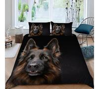 Copripiumino Matrimoniale Pastore Tedesco in Morbida Microfibra Set Biancheria da Letto Cane Animale Sacco Piumino 260x240 Double Face Stampato in 3D e 2 Federe M-1525