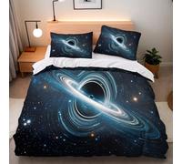 Copripiumino Matrimoniale Pianeta Galassia 200x200 cm Copripiumino Stelle Galassia 3D Stampa Set di Biancheria da Letto Microfibra Cerniera Invisibile Lacci a Quattro Angoli 2 Federe 50x80 cm cm