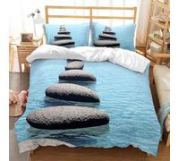 Copripiumino Matrimoniale Ponte di Pietra Retrò 260 x 240 cm 3D Set Copripiumino Fiume di Ciottoli Morbida Microfibra Biancheria da Letto 3 Pezzi Parure Copripiumone con 2 Federe a_203