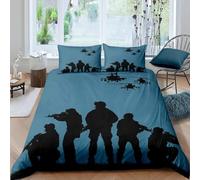 Copripiumino Matrimoniale Ragazzo Soldato 200x200 cm Una Piazza e Mezza Microfibra Morbida Set Copripiumino Militare Dell'esercito Biancheria da Letto Reversibile Copri Piumino con Federe a/5350
