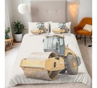 Copripiumino Matrimoniale Rullo Compressore Giallo Disegnato A Mano Biancheria da letto Completo letto Reversibile Set Copripiumino 3 Pezzi, Copripiumino 200x200 cm e 2 Federa 50x75 cm