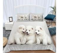 Copripiumino Matrimoniale Samoiedo Traspirante in Microfibra Set di Biancheria da Letto Cucciolo Carino con Cerniera 3D Copripiumino 260x240 e 2 Federe b.5693