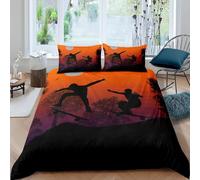Copripiumino Matrimoniale Skateboard Traspirante in Microfibra Set di Biancheria da Letto Sagome con Cerniera 3D Copripiumino 200x250 e 2 Federe b.4158