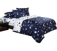 Copripiumino Matrimoniale Stella Copripiumino Microfibra Stampato Cielo Stellato Copri Piumino 260x240 Morbido Morbida e 2 Federa 50x80 cm con Cerniera