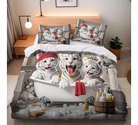 Copripiumino Matrimoniale Tigre Carino Amore 240x260 cm con 2 Federe 50x80 cm Copripiumino Tigre Animale 3D Stampa Microfibra Lavabile In Lavatrice Cerniera Invisibile Adatto Camerette Dormitori