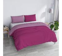 Copripiumino Matrimoniale, Tinta Unita Double Face, Parure Copripiumino VERA, con Sacco Piumone 250x200cm + coppia federe 50x80cm FUCSIA/LILLA