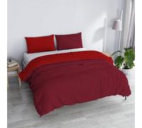Copripiumino Matrimoniale, Tinta Unita Double Face, Parure Copripiumino VERA, con Sacco Piumone 250x200cm + coppia federe 50x80cm BORDEAUX/ROSSO
