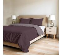 Copripiumino Matrimoniale, Tinta Unita DoubleFace, Parure Copripiumino ZOE, con Sacco Piumone 250x200cm con patella 50cm + coppia federe 50x80cm VINACEO/ROSA ANTICO