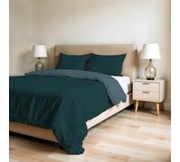 Copripiumino Matrimoniale, Tinta Unita DoubleFace, Parure Copripiumino ZOE, con Sacco Piumone 250x200cm con patella 50cm + coppia federe 50x80cm OTTANIO/SALVIA