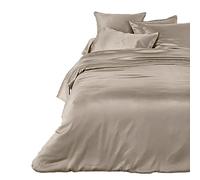 Copripiumino Matrimoniale Tortora in Raso di Cotone con Trama Liscia - Perfetto per un Sonno Rigenerante, Parure Sacco Piumino 250x200 cm e 2 federe Letto 2 Piazze