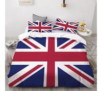 Copripiumino Matrimoniale Union Jack Copripiumino 200x200 3D + 2 Feder 50 x 80 cm 100% Microfibra Set di Biancheria Morbida, Traspirante, Chiusura a Cerniera 5L9W261540