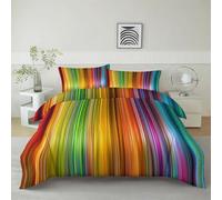 Copripiumino Matrimonialelinee Verticali Astratte Al Neon, Copripiumone Microfibra Anallergico, Multicolore 220 X 240 Cmbiancheria Da Letto Reversibile Con Stampa Con Cerniera & Federa 50 X 80 Cm