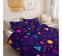 Copripiumino Microfibra 100% 135 X 200 Cm, Forme Geometriche Astratte Al Neon - Violabiancheria Da Letto Morbido, Copripiumone Traspirante & Ipoallergenica