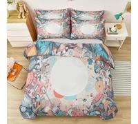 Copripiumino Morbida Microfibra 260 x 240 cm + 2 Federe, Moderno Vintage Cose Vecchie Patchwork Parure Copripiumino, Multicolore Reversibile Copripiumino con Chiusura a Cerniera per Ragazzi e Ragazze