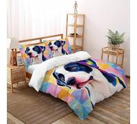 Copripiumino Motivo del cane Stampa Grafica 3D Art Pastoral Animal Set Di Biancheria Da Letto in Microfibra Per Bambini Super King（260x220cm）