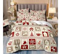 Copripiumino Natalizio con Pupazzo di Neve Dei Cartoni Animati, Set di Biancheria da Letto Matrimoniale con Stampa di Fiocchi di Neve e Renne e Albero di Natale per Donne e Uomini, Copripiumino Morbi