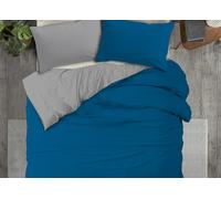 Copripiumino No Stiro Tinta Unita Bicolor Microfibra Effetto Manopesca Francesca