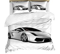 copripiumino per auto da corsa, misura unica, per ragazzo e uomo, con chiusura a cerniera, 3 pezzi, ideale per bambini, adolescenti e bambini, 3 pezzi, compatibile con la pelle, per auto sportive 3D