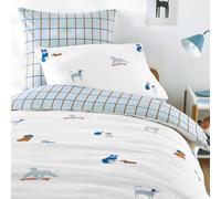 Copripiumino per bambini, cotone lavato, stampa con cani, TEAM CHIENS Nero 140 x 200 cm