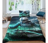 Copripiumino Per Corse di F1 3D, Set Di Biancheria Da Letto A Tema Piloti di F1, Set Di Biancheria Da Letto Per Microfibra,cper Adulti E Bambinic Single(135x200cm)