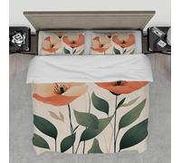 Copripiumino per fiori ad acquerello Copripiumino per piante da fiore arancioni Set di biancheria da letto traspirante 3 pezzi con cerniera e 2 Shams per cuscini 260x240cm