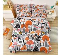 Copripiumino Pianta Fungo Graffiti, Colorato Reversibile Microfibra Set Biancheria da Letto Con 2 x Federe 50 x 75 cm - 150 x 200 cm Copripiumini per donna Adolescenti Adulti