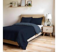 Copripiumino Piazza e Mezza, Tinta Unita DoubleFace, Parure Copripiumino ZOE, con Sacco Piumone 200x200cm con patella 50cm + coppia federe 50x80cm BLU MARE/BLU