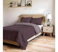 Copripiumino Piazza e Mezza, Tinta Unita DoubleFace, Parure Copripiumino ZOE, con Sacco Piumone 200x200cm con patella 50cm + coppia federe 50x80cm VINACEO/ROSA ANTICO