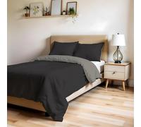 Copripiumino Piazza e Mezza, Tinta Unita DoubleFace, Parure Copripiumino ZOE, con Sacco Piumone 200x200cm con patella 50cm + coppia federe 50x80cm CIOCCOLATO/SABBIA