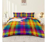 Copripiumino Plaid retrò colorato Biancheria Parure Copripiumino stampato 200 x 200 Copripiumino 3 Pezzi in Microfibra Colorato