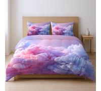 Copripiumino, Premium Copripiumone con Cerniera per l’estate che per l’inverno. Rosa Astratto sognante nuvole fumo 200 x 200 cm Federa: 80 x 80 cm.