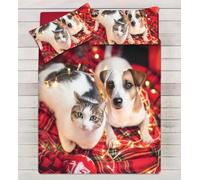 COPRIPIUMINO Puppies NATALE Matrimoniale 2 Piazze 100% Cotone Stampa DIGITALE