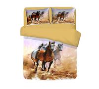 COPRIPIUMINO Rasatello HD FOTOGRAFICO CAVALLI in Corsa