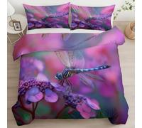 Copripiumino Reversibile 135 x 200 cm, Fiori Primaverili E Libellule set di biancheria da letto Incluso1 Copripiumino E 1 Federe 50 X 80 cm, copripiumino stampato in 3D Rosa