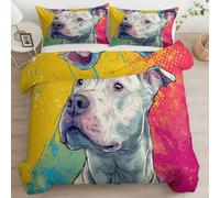 Copripiumino Reversibile 180 x 220 cm, Energia Del Bulldog Dei Cartoni Animati set di biancheria da letto Incluso1 Copripiumino E 2 Federe 50 X 80 cm, copripiumino stampato in 3D Rosso E Giallo