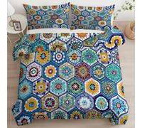 Copripiumino Reversibile 180 x 220 cm, Motivo Geometrico Esagonale Delle Piastrelle set di biancheria da letto Incluso1 Copripiumino E 2 Federe 50 X 80 cm, copripiumino stampato in 3D Colore