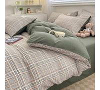 Copripiumino scozzese a quadretti bianco nero Set di biancheria da letto reversibile con griglia moderna per fattoria Copripiumino in cotone lavato al 100% Lino simile alla biancheria da letto